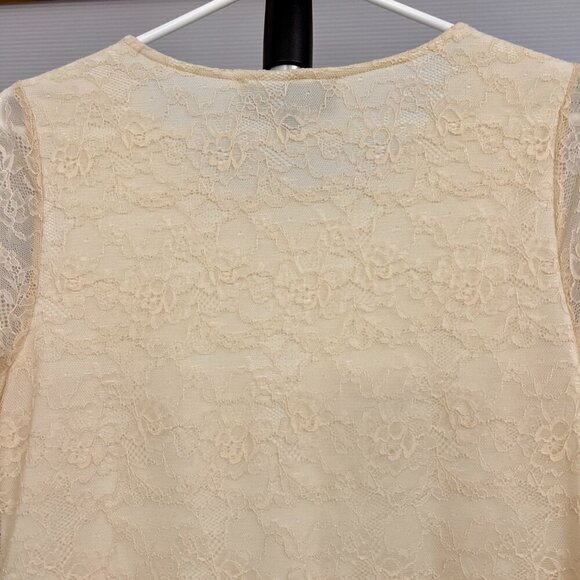 ANTHRO Sunday in Brooklyn Yellow Lace Cream Floral Appliques 3/4 Sleeve Top Sz S - Picture 9 of 14